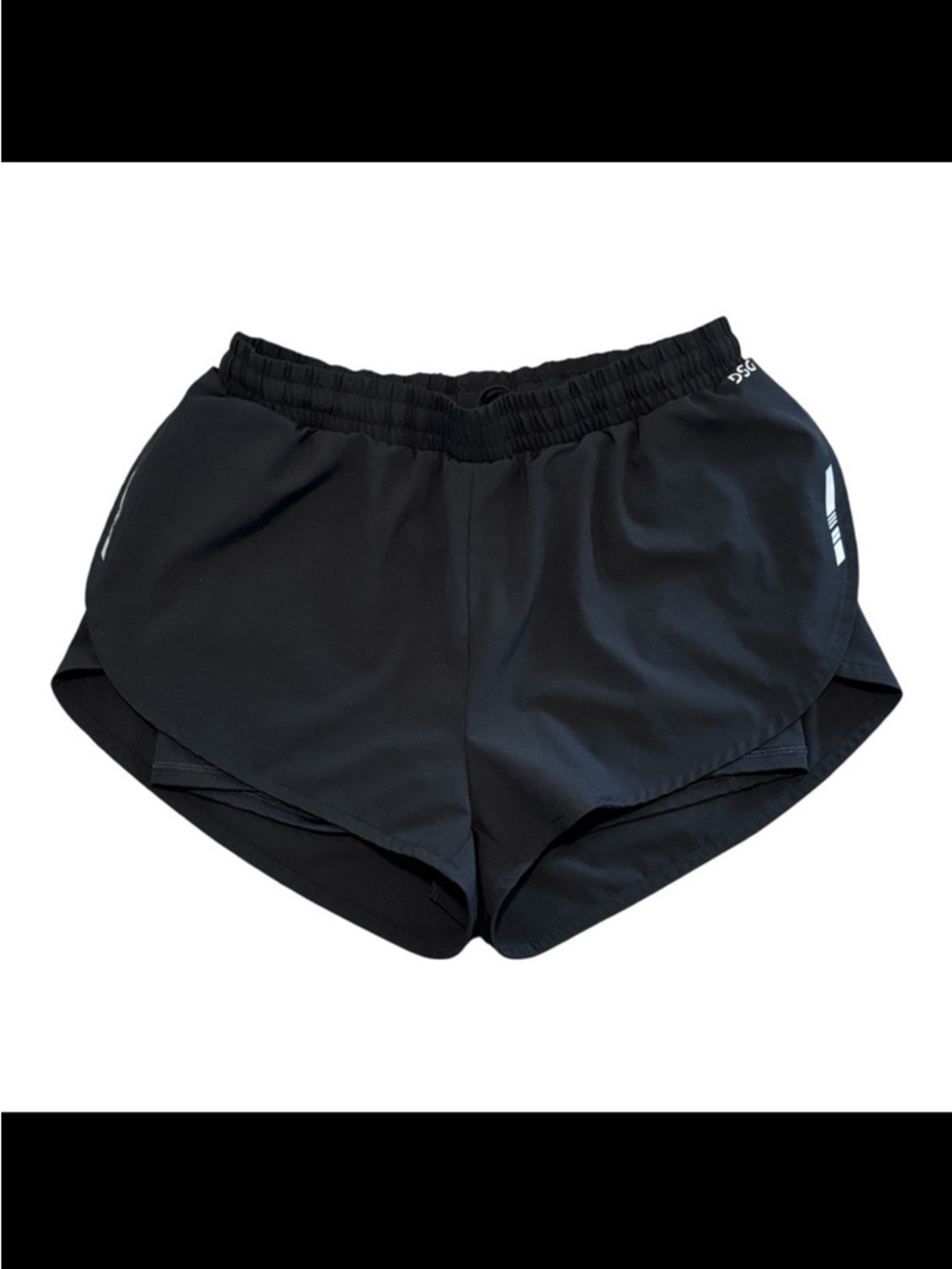 DSG * Women's Black Athletic Running Shorts w/reflective & undershorts Sz Small